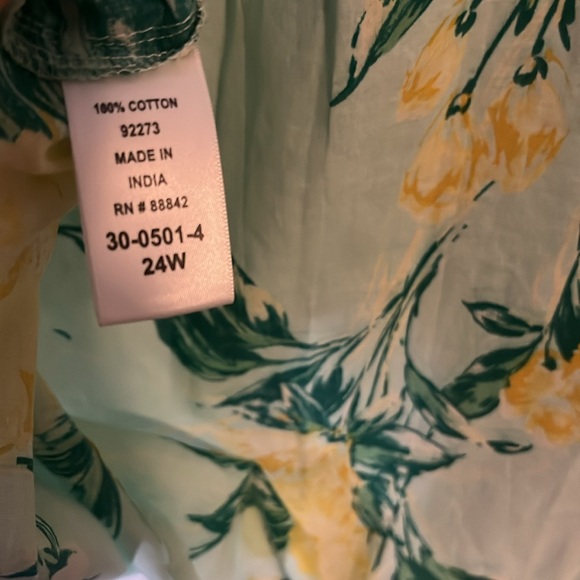 Floral Blue and Yellow Cotton Button Up Tunic - Picture 8 of 8